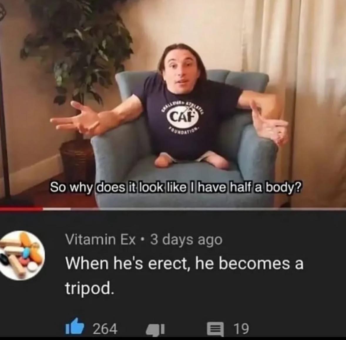 He has to run using his arms