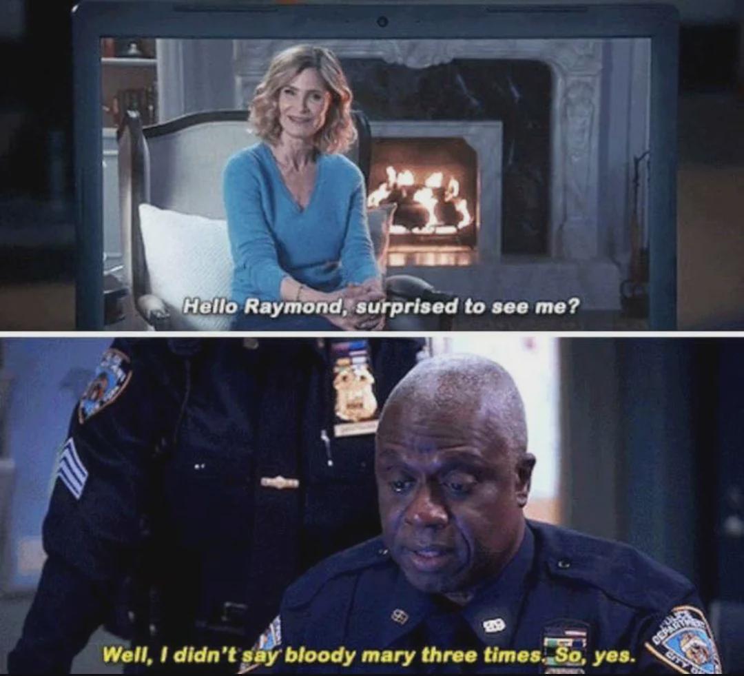 Captain Holt casually dropping bombs.