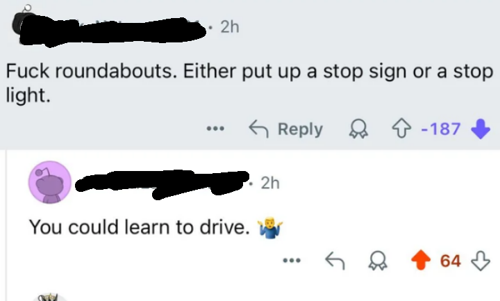 A typical complain about a roundabout