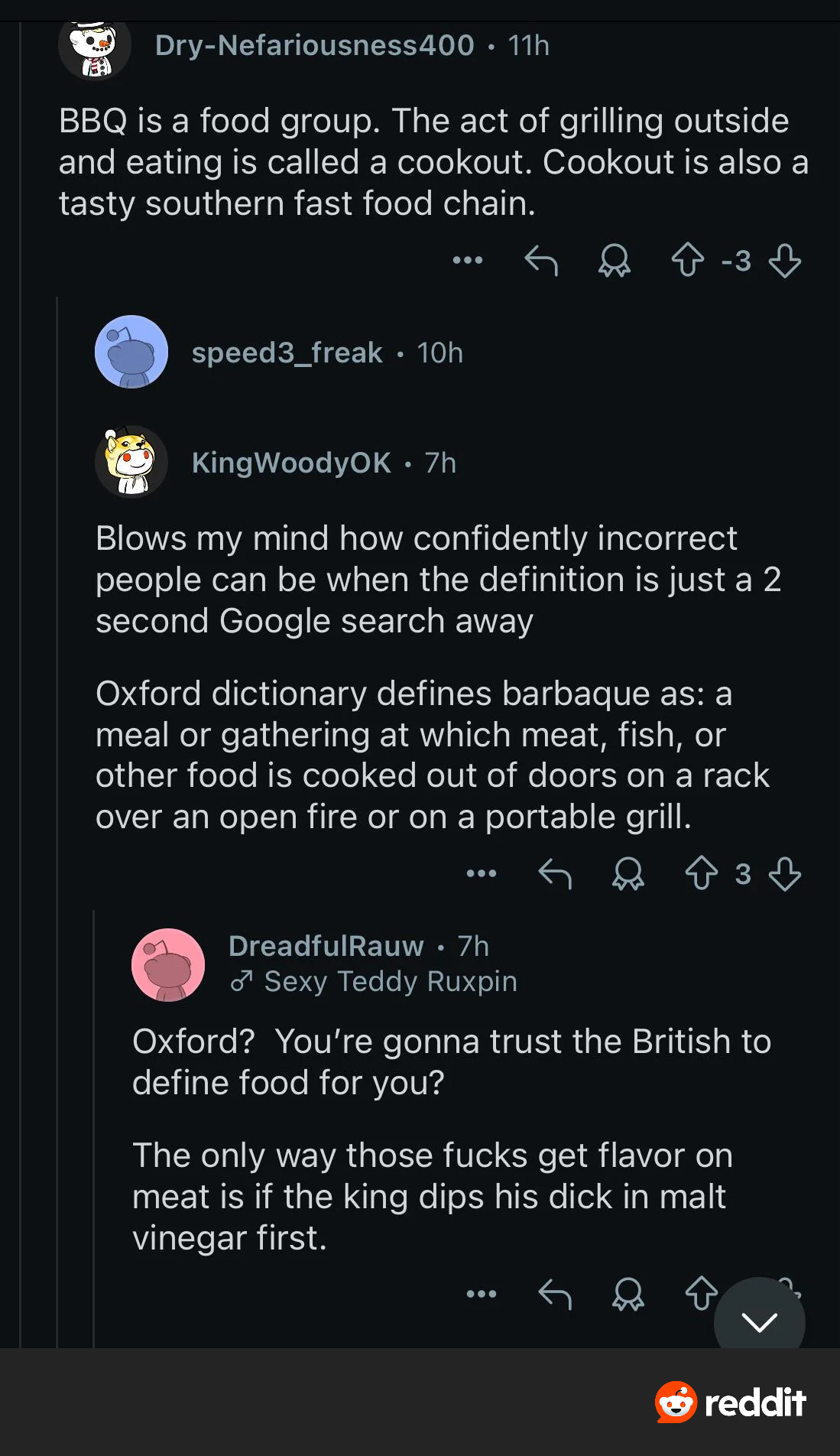 Masterfully roasting English food and people in one go.
