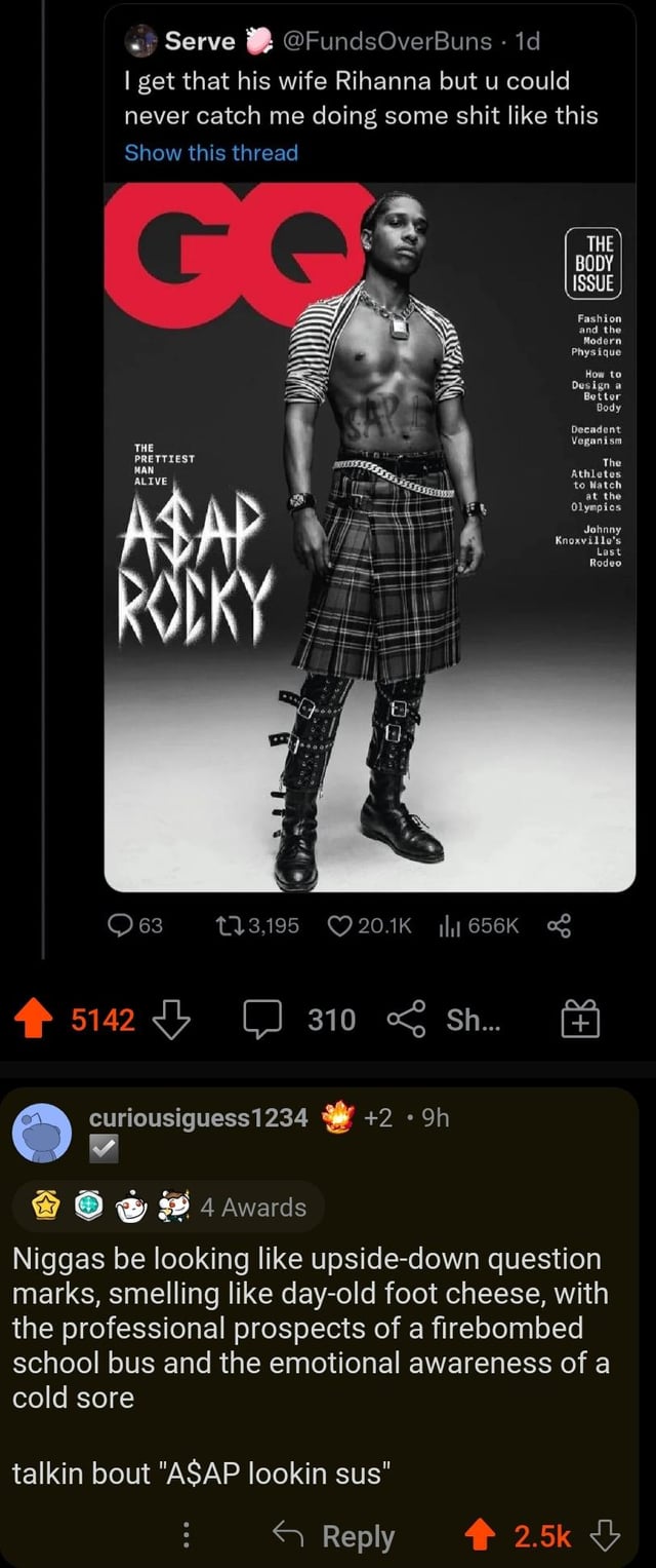 In a post about how A$AP Rocky "is feminine"