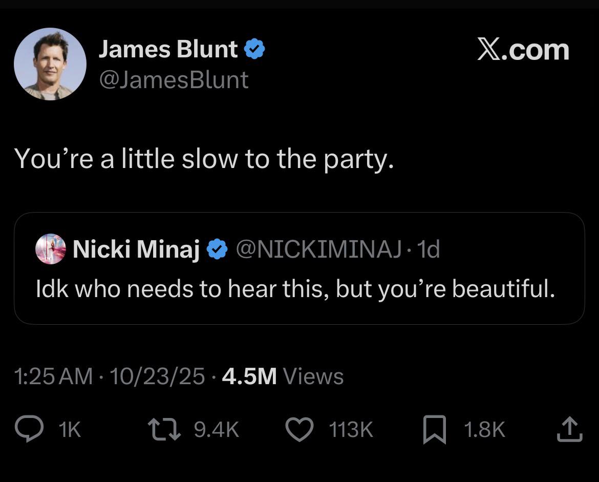 James Blunt has a song called You’re Beautiful