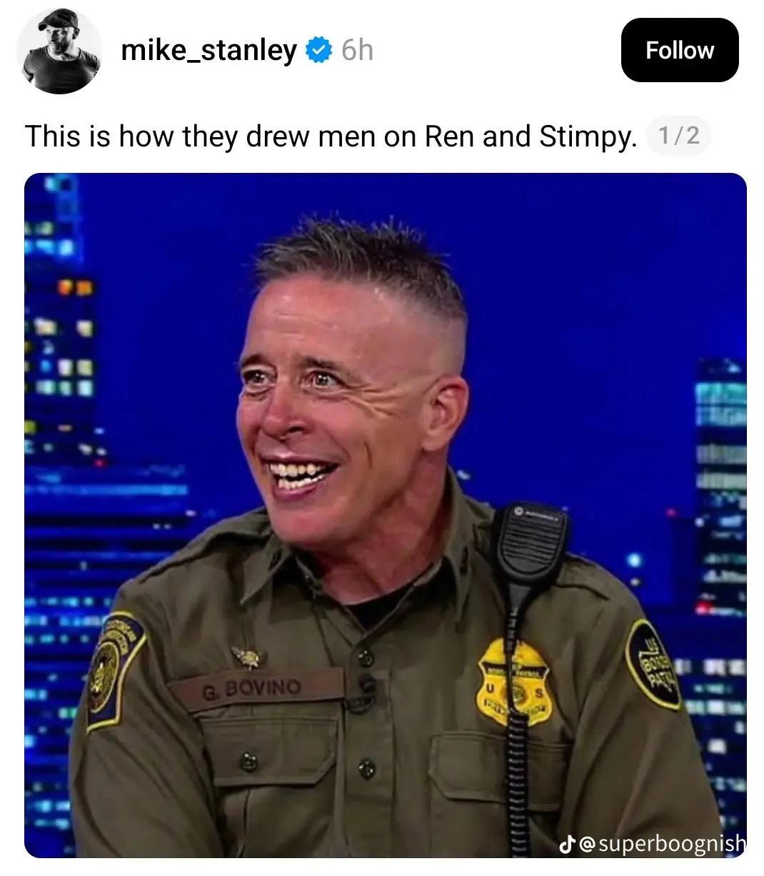 This is how they drew men on Ren and Stimpy.