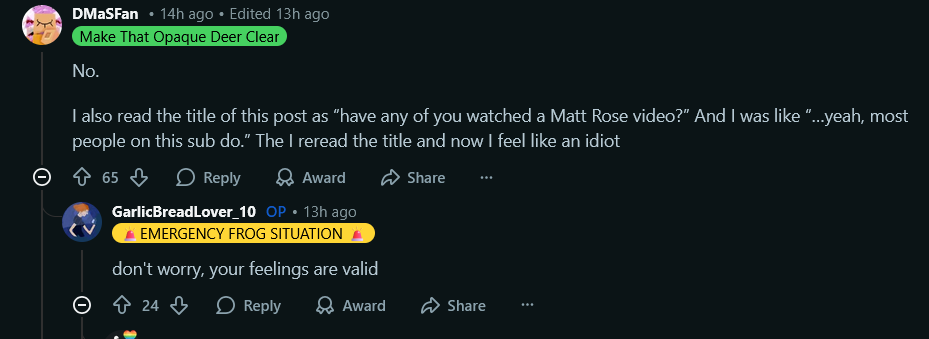 First time seeing passive-agressive validation