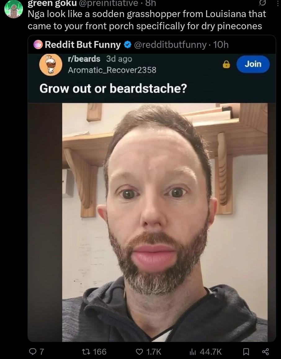 Looking like a sodden grasshopper