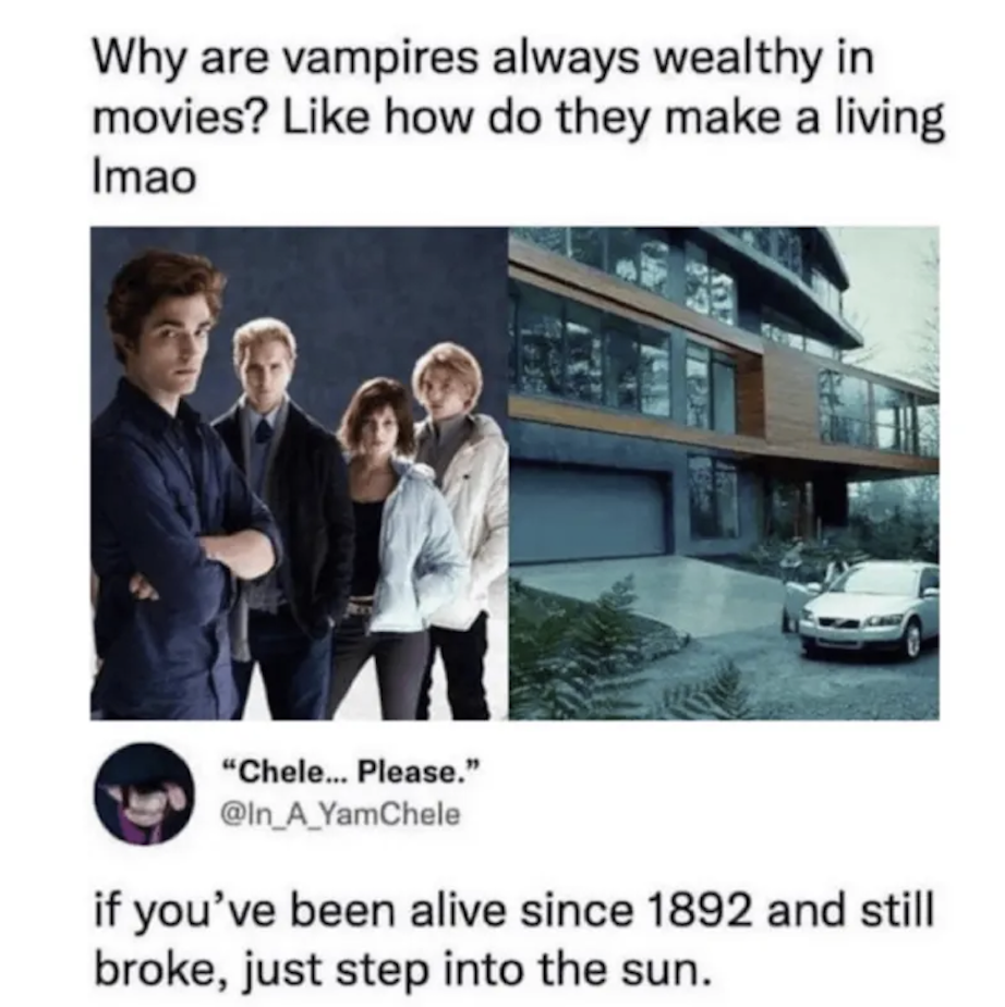 Double meaning of a vampire burn.
