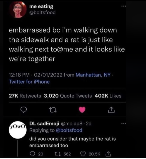 Poor rat must feel humiliated...