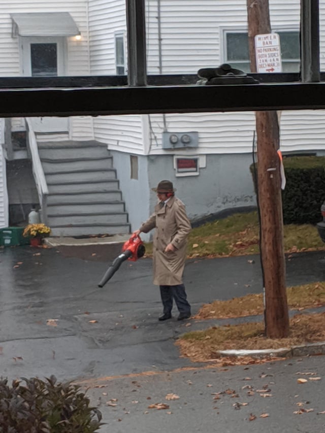 My neighbor is 3 kids in a trench coat