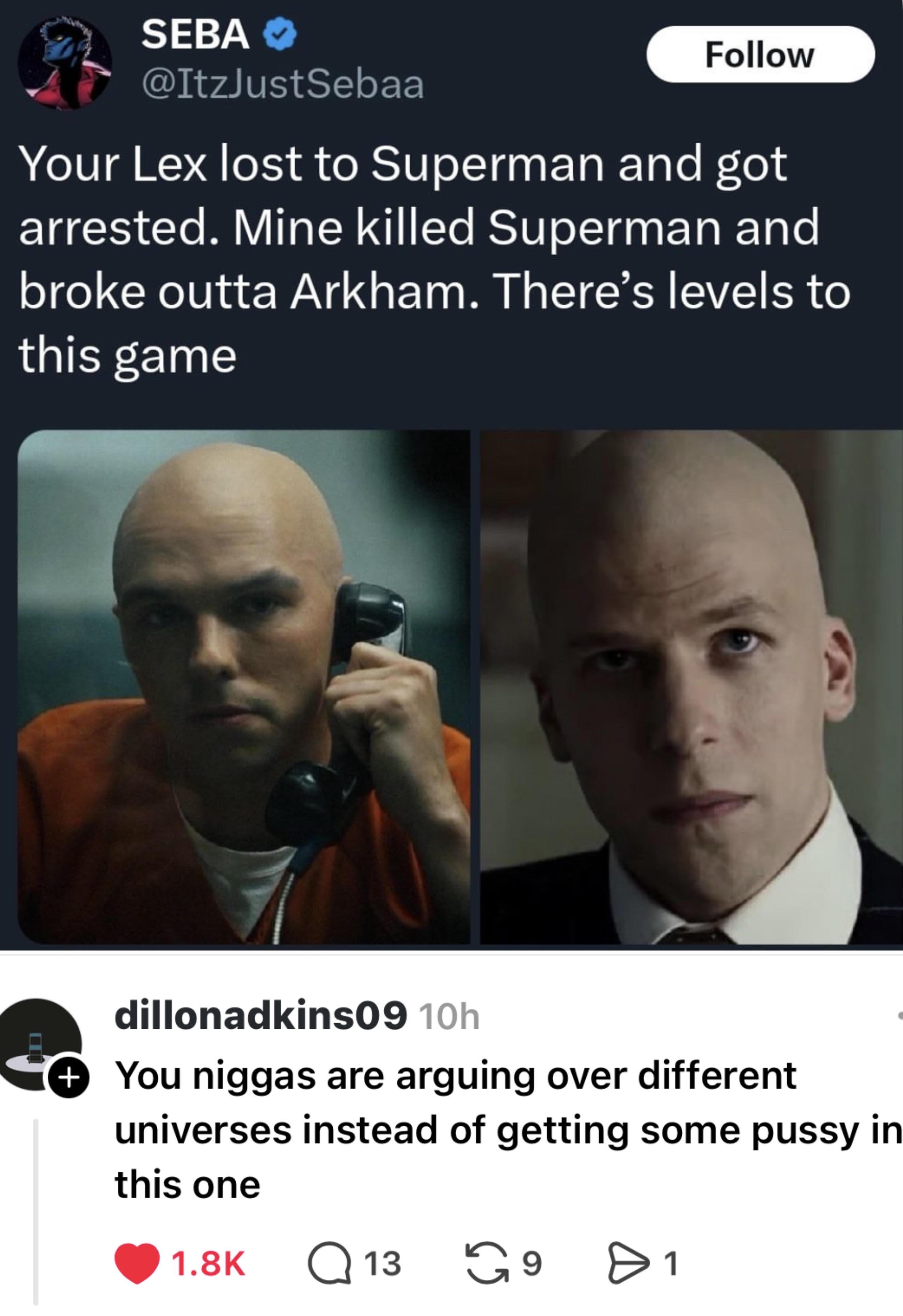 "Levels to this game" and it's over a fictional rich bald man 🥀