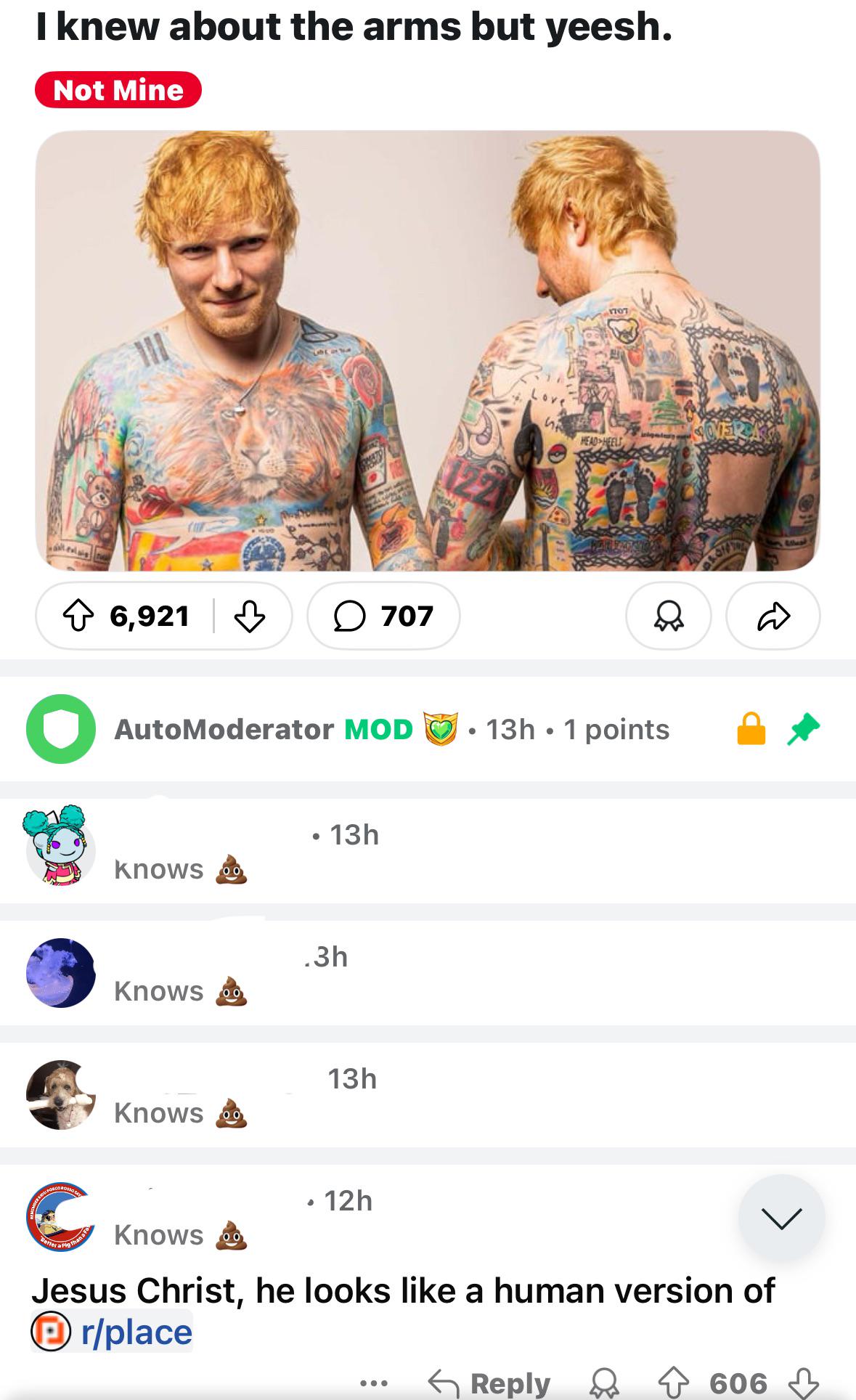 On Ed’s tattoos