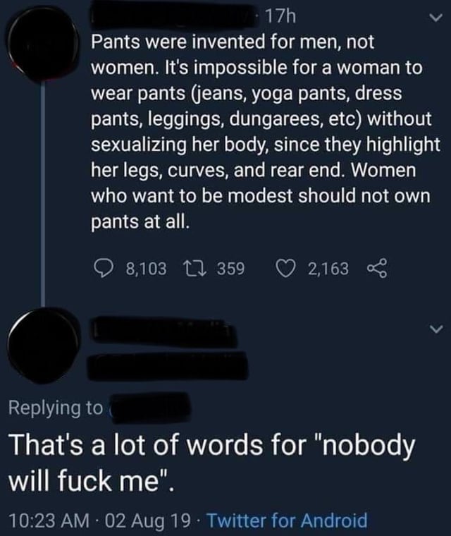 Pants are for men only