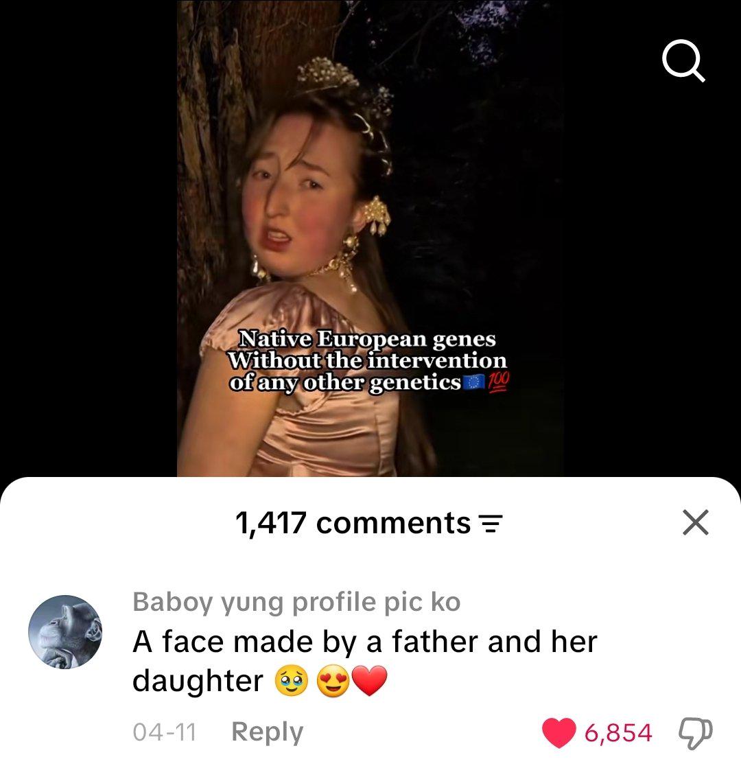 A face made by a father and her daughter