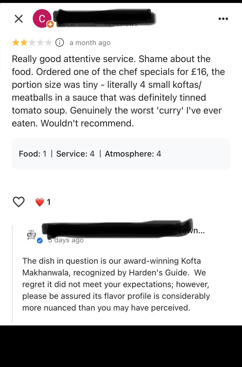 Customer gets served a slice of humble pie.. with a side of sass