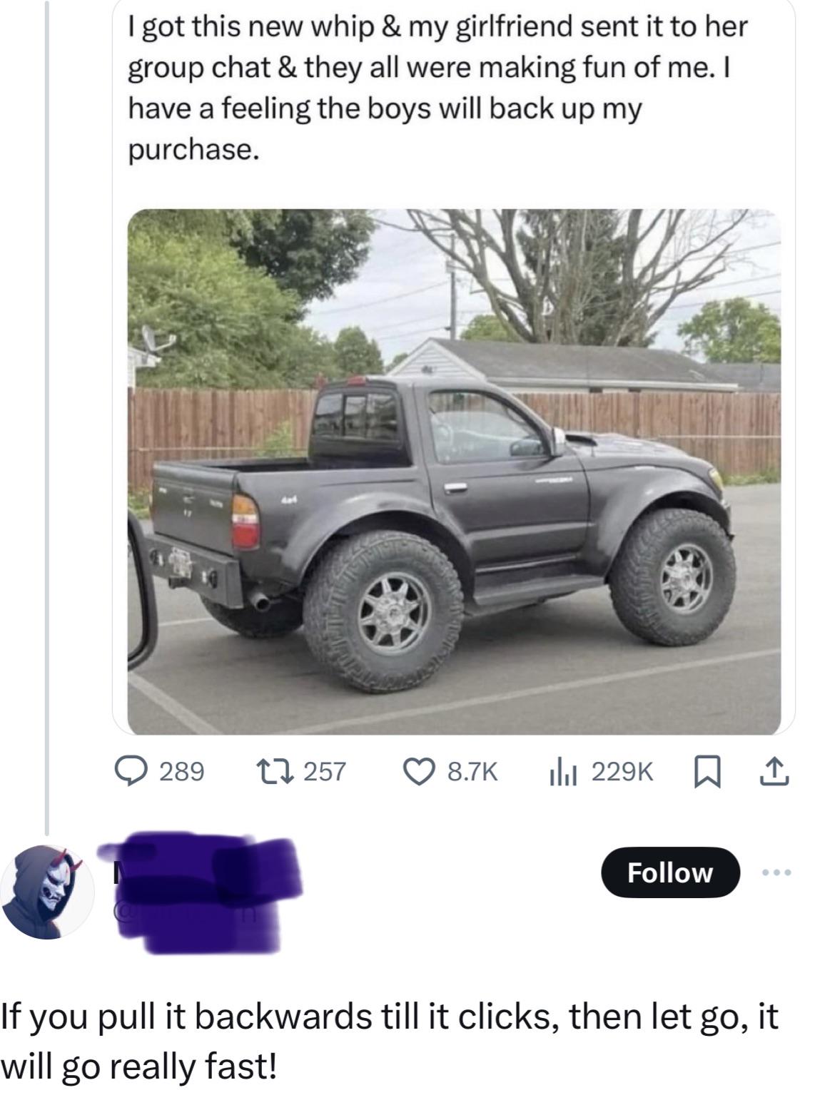 He wanted someone to backup his purchase