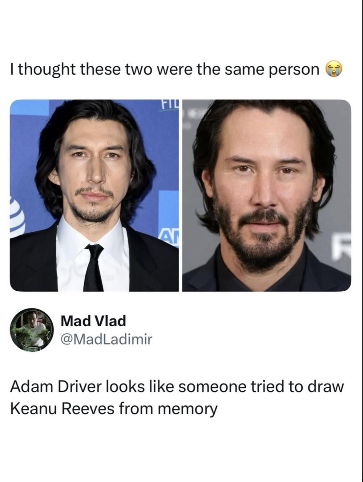 mom: we have Keanu Reeves at home. the Keanu Reeves at home: