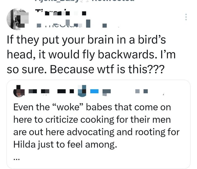 "If they put your brain in a bird’s head, it would fly backwards"