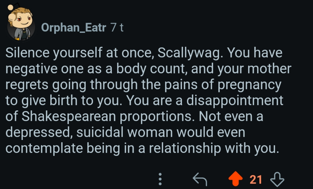 Redditor answers to an incels comment