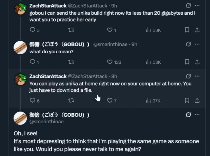 Pro guilty gear player's response to being offered leaked source code to play a character early
