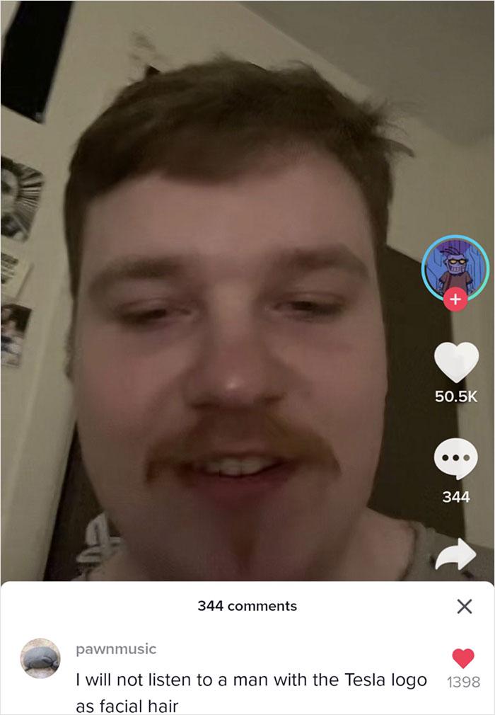 Man got sponsored by Tesla… on his face.