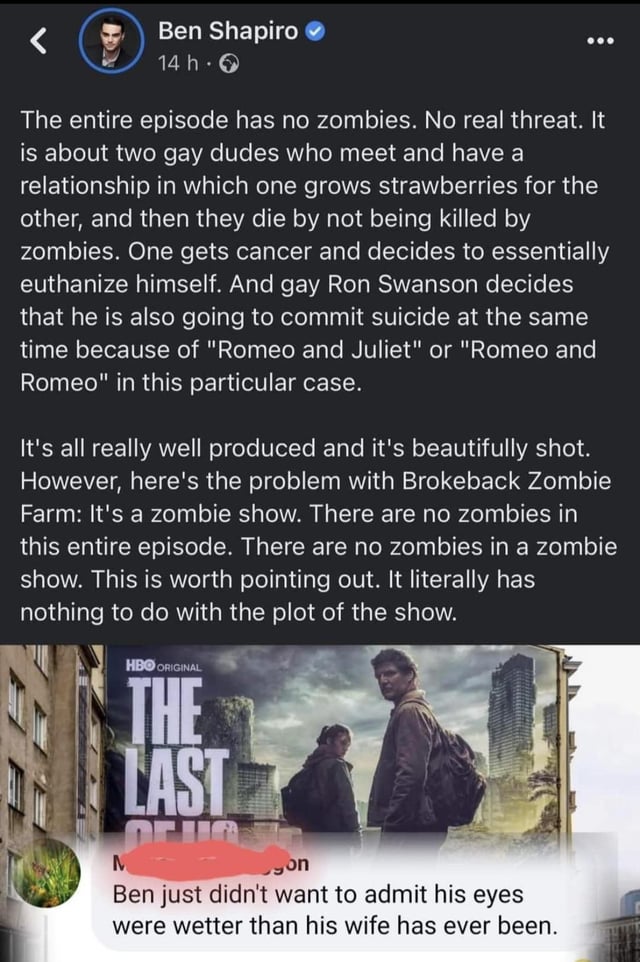 They make an episode without a wet-ass p-word in sight, and he still isn’t happy.