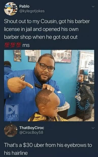 Barber licence in jail