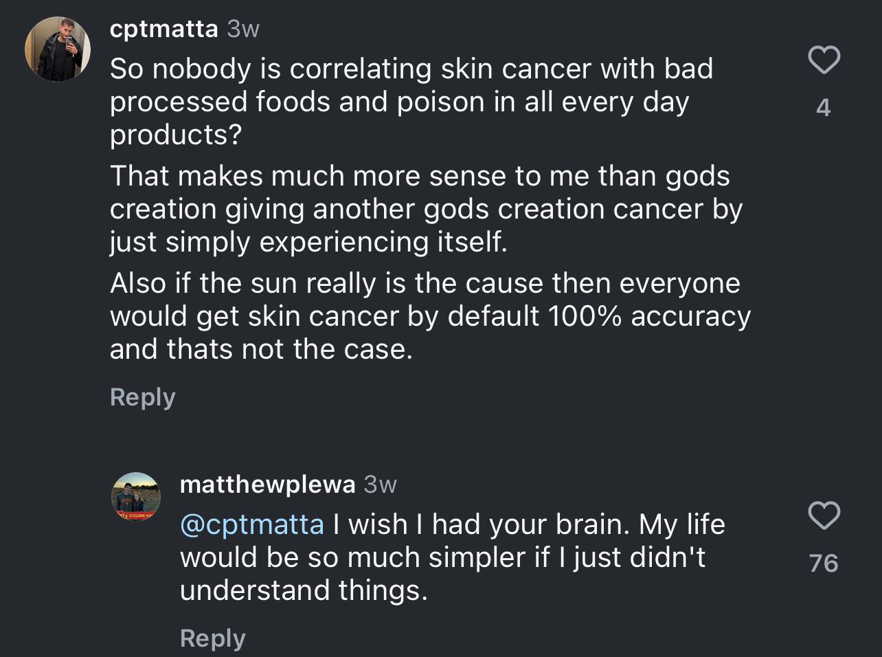 On a video where a doctor is explaining that skin cancer isn’t a new thing.