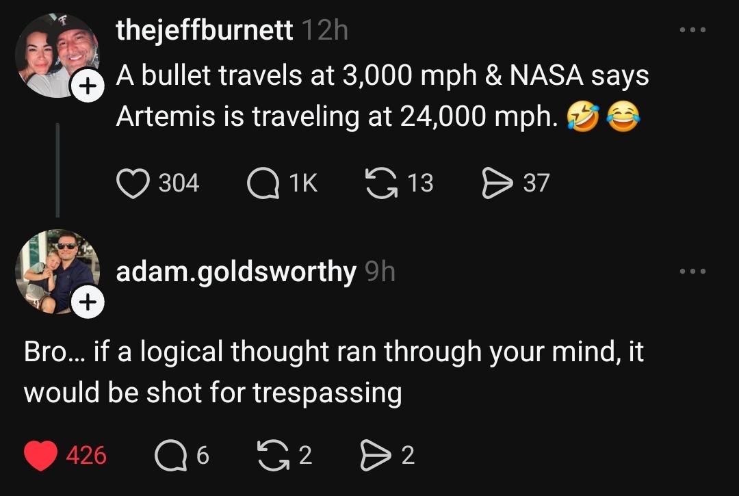 The bullet has more momentum than whatever thought process led to typing that