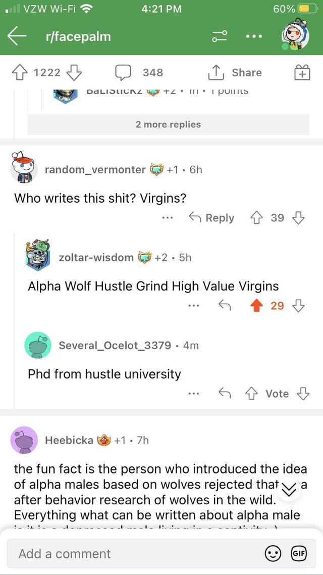 Alpha wolf hustle grind high value virgins - on a post that sounded like adam tate was giving advice for dating