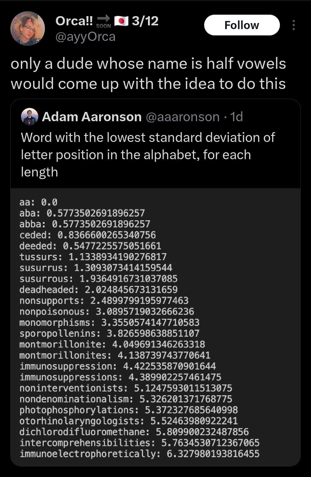 I counted and both the vowels and consonants are 6