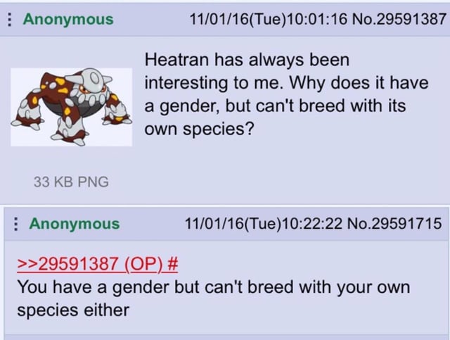 The purpose of Heatran's gender