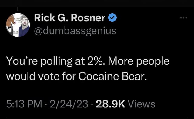 Less popular than Cocaine Bear