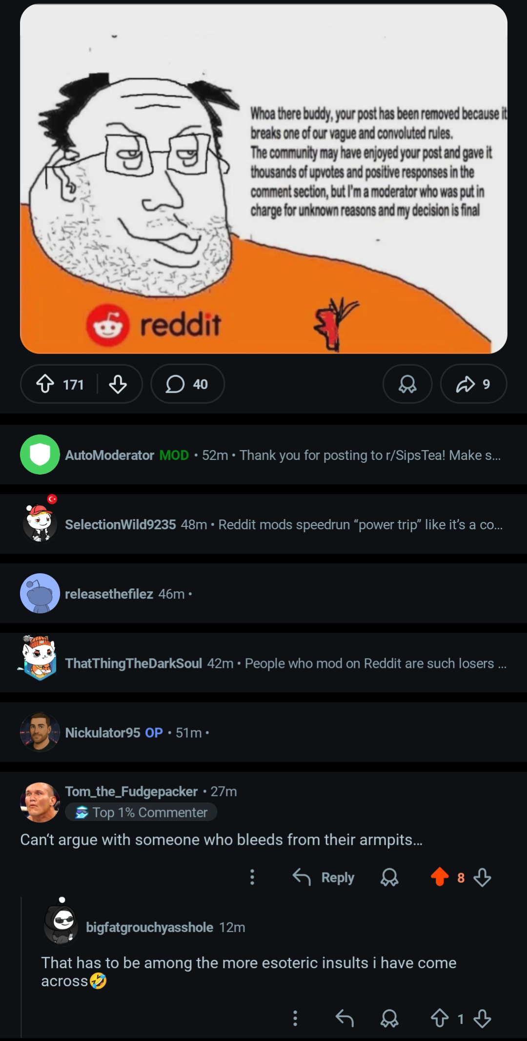 On a post about Reddit Mods.