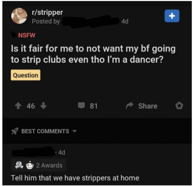 Looks like he doesn’t need to go anywhere to see a stripper