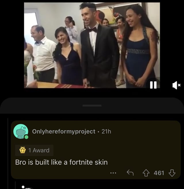 groom insulted by comparing him with a fortnite skin