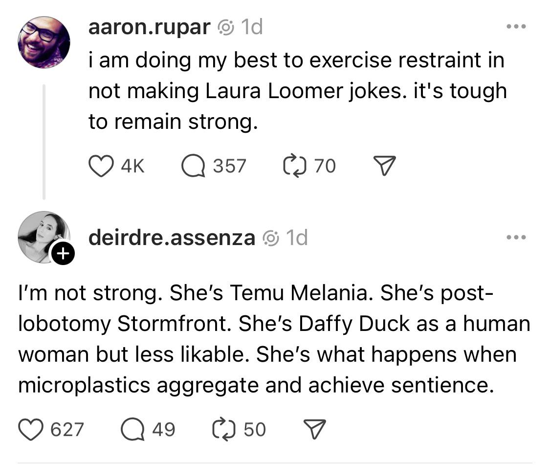 New Laura Loomer descriptors just dropped.