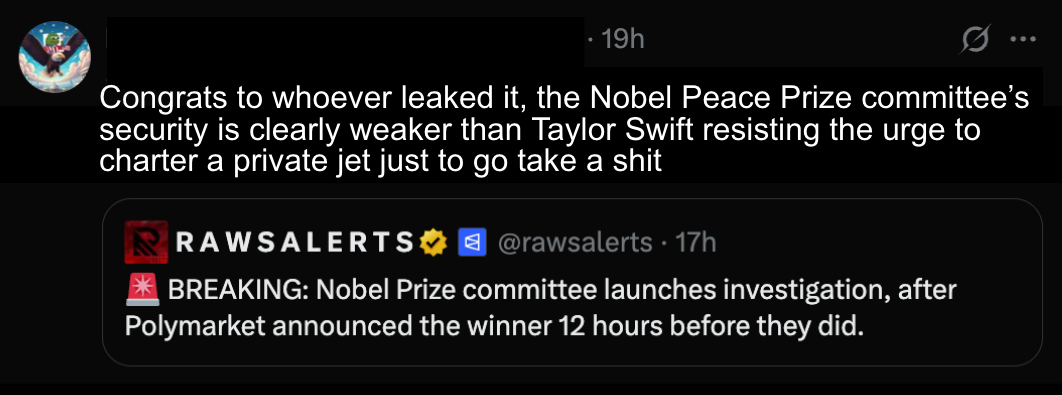 They managed to throw shade at both Taylor Swift and the Noble Prize committee