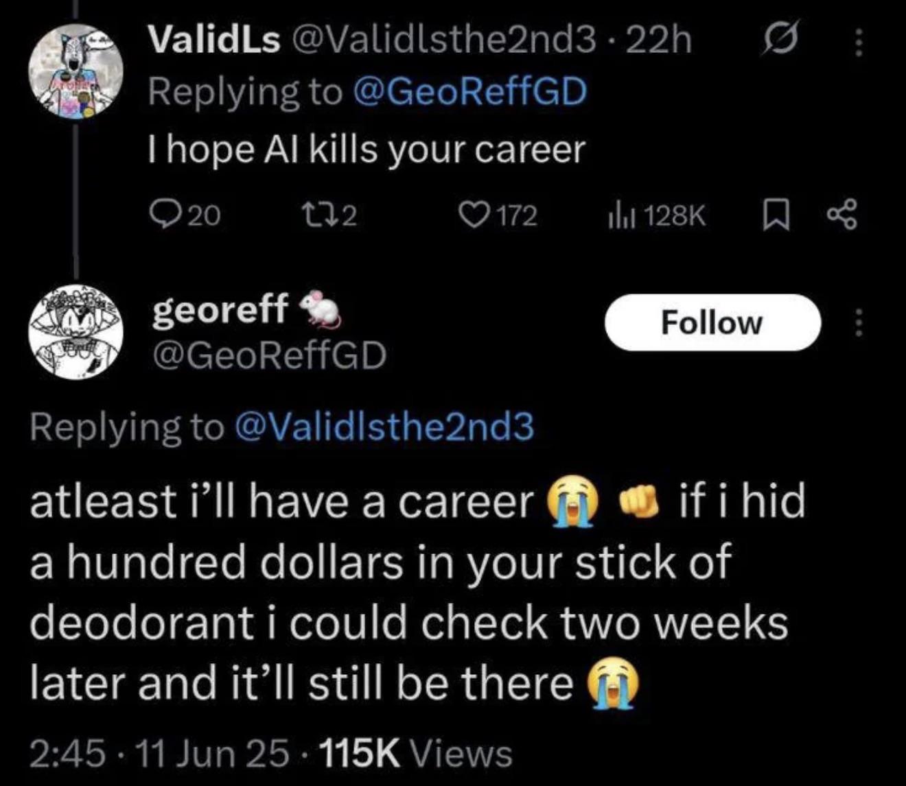 Elegant way of calling someone smelly, although the emojis sort of spoil the insult