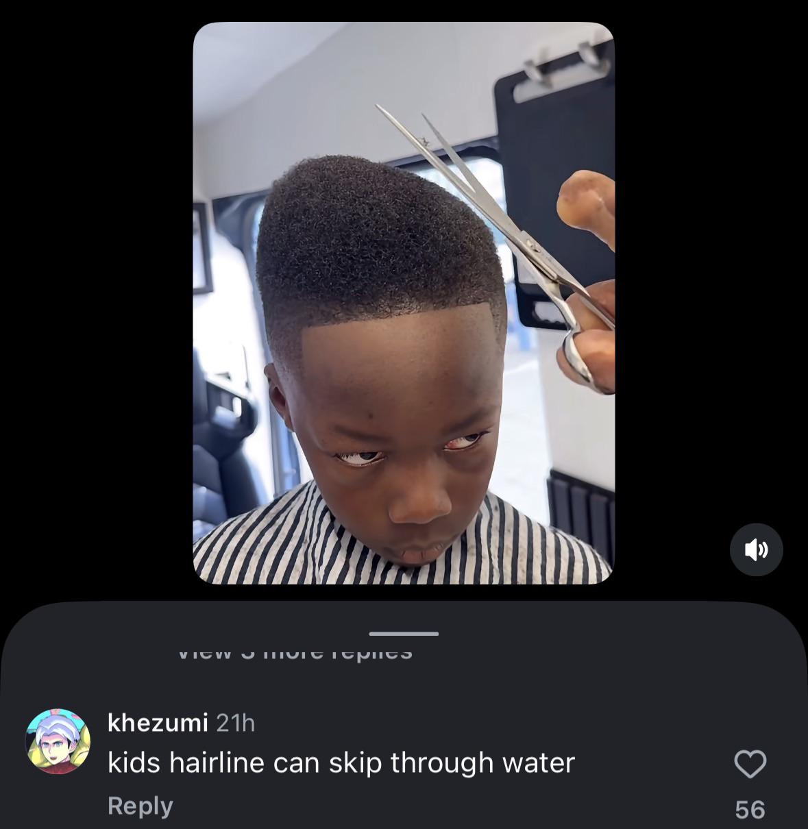 in all my life i’ve never seen a hairline joke like this😭