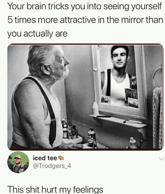 It's like your reflection decided to pursue a more attractive career path than you did.