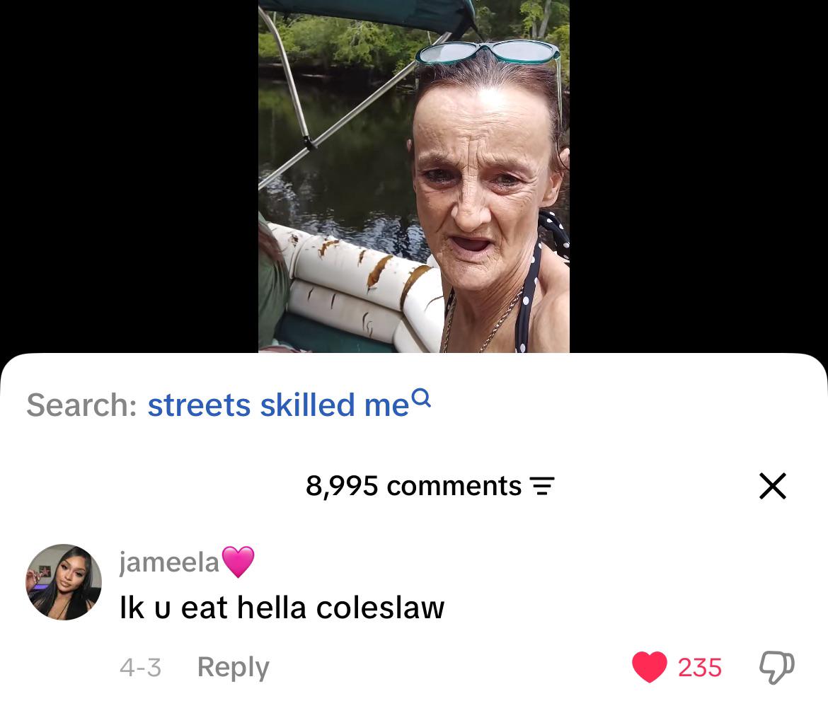 Comment on a video of a lady lip syncing to “welcome to my house”