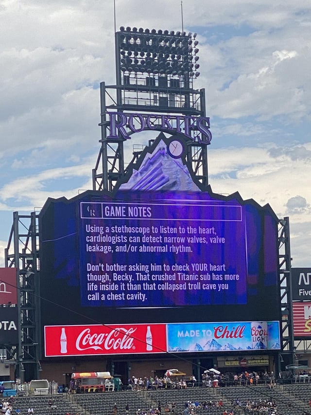 Scoreboard at the Colorado Rockies game