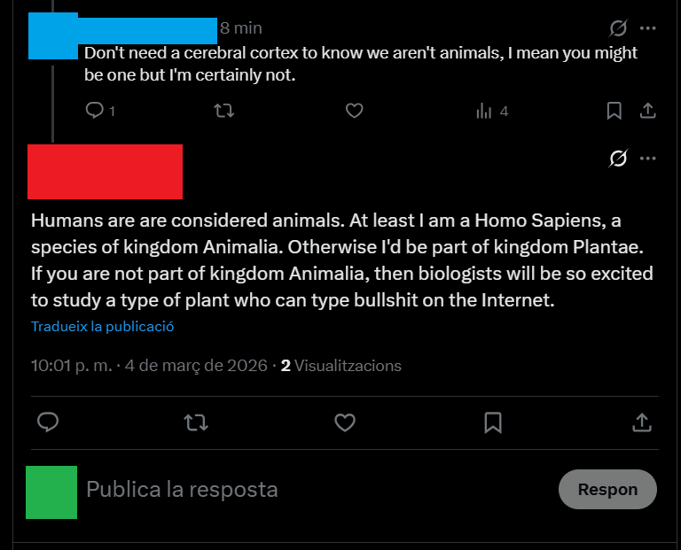 "Humans are not animals"
