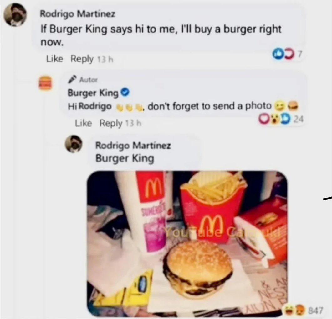 Burger King replied. He replied harder.