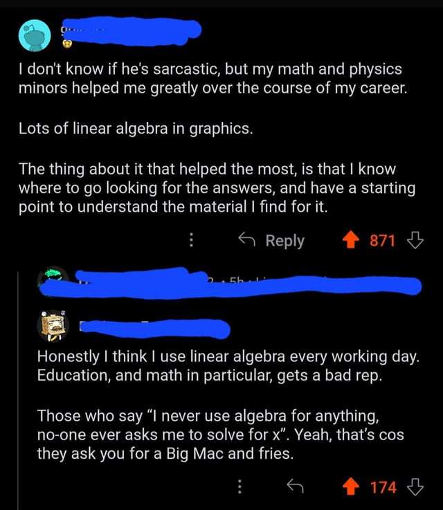 In a post about using math in computer code