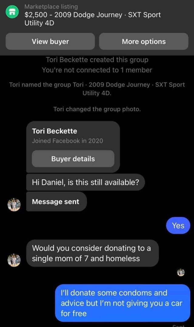 Willing to donate, in any case. a classic tale from Facebook Marketplace