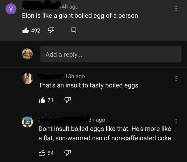 Boiled egg Elon musk