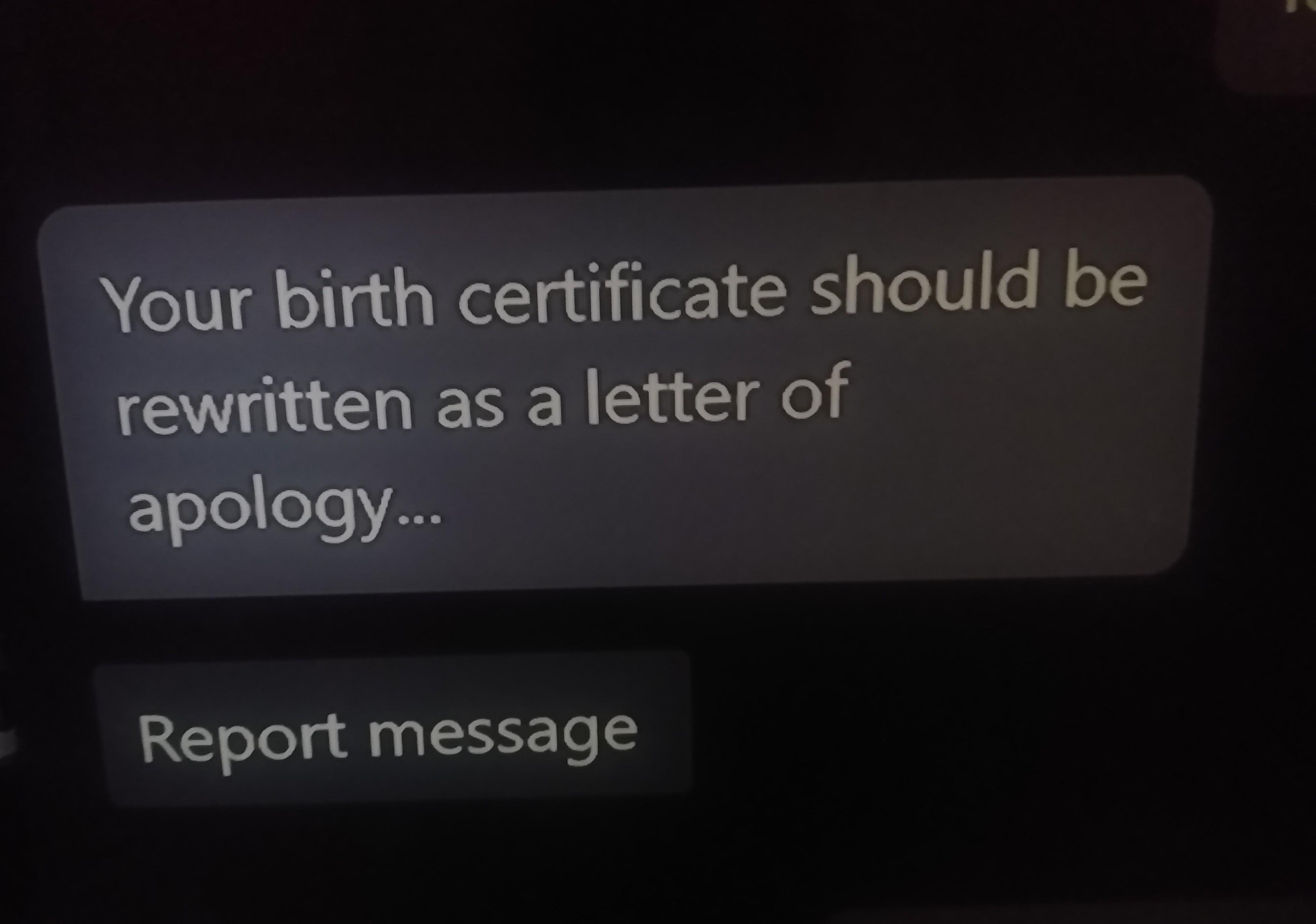 a message someone in the xbox sub recieved