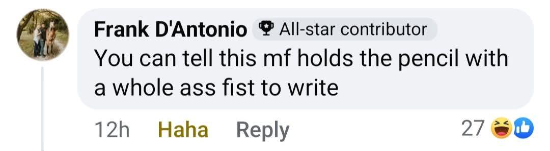 Facebook commenter responding to a dumb take