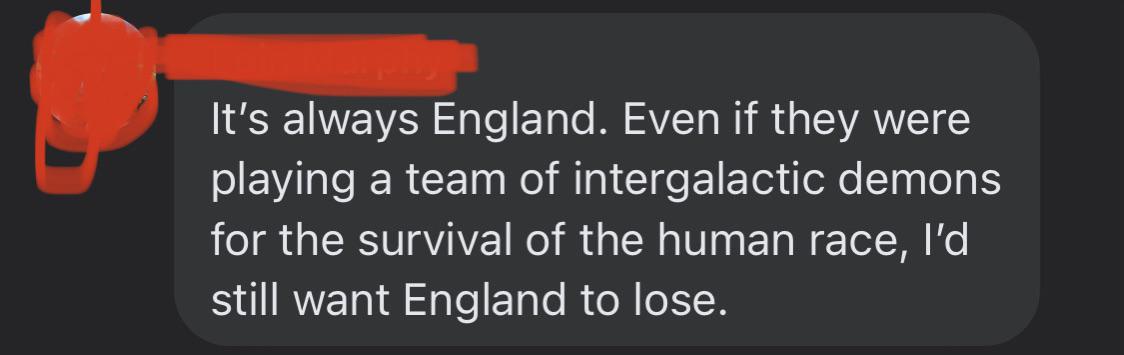 Irish fan discussing who they want to lose between England and France in the World Cup