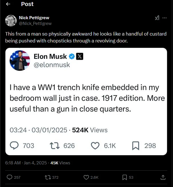 Musk is regularly insulted, but I think this one takes the cake